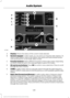 Page 441Display: Shows the status of the current mode selected.
A
Numeric keypad:
 In radio mode, you can store your favorite radio stations. To
store a radio station, tune to the station, then press and hold a preset button
until sound returns. In CD mode, select a track.
B
Function buttons:
 Select different functions of the audio system depending
on which mode you are in (for example Radio mode or CD mode).
C
OK and Arrow buttons:
 Press OK to confirm menu selections. Press to scroll
through the menu...