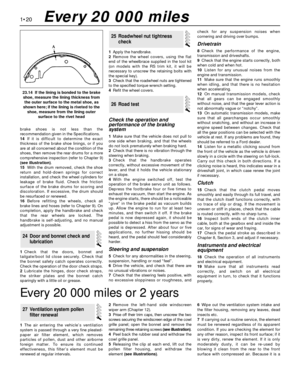 Page 34brake shoes is not less than the
recommendation given in the Specifications.
14If it is difficult to determine the exact
thickness of the brake shoe linings, or if you
are at all concerned about the condition of the
shoes, then remove the rear drums for a more
comprehensive inspection (refer to Chapter 9)
(see illustration).
15With the drum removed, check the shoe
return and hold-down springs for correct
installation, and check the wheel cylinders for
leakage of brake fluid. Check the friction
surface of...