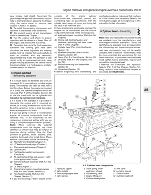 Page 75gear linkage heat shield. Reconnect the
gearchange linkage and transmission support
rods to the transmission, adjusting the linkage
using the marks made on removal (see
Chapter 7, Part A, for details).
56Re-install the remaining components and
fasteners in the reverse order of removal.
57Add coolant, engine oil and transmission
fluids as needed (see Chapter 1).
58Run the engine, and check for proper
operation and the absence of leaks. Shut off
the engine, and recheck the fluid levels.
59Remember that,...