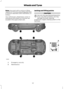 Page 119Note:
Use a jack with a minimum lifting
capacity of 1.5 tonnes and a lifting plate with
a minimum diameter of 80 millimetres (3.1
inches).
Your vehicle jack, wheel brace, screw-in
towing eye and wheel trim remover are
located in the spare wheel well. Jacking and lifting points CAUTION
Use only the specified jacking points.
If you use other positions, you may
damage the body, steering,
suspension, engine, braking system or the
fuel lines. Emergency use only
A
Maintenance
B
117
Wheels and TyresE92658AB  