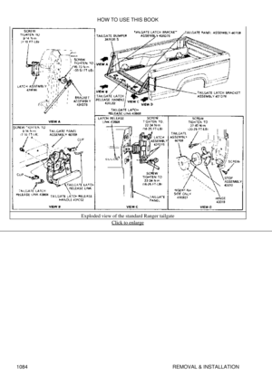 Page 1061Exploded view of the standard Ranger tailgate
Click to enlarge
HOW TO USE THIS BOOK
1084 REMOVAL & INSTALLATION 