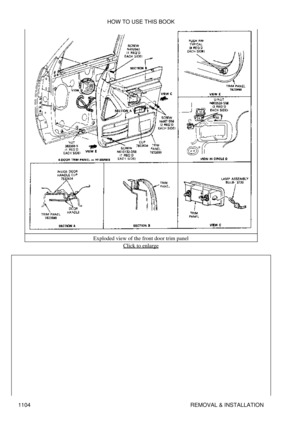 Page 1081Exploded view of the front door trim panel
Click to enlarge
HOW TO USE THIS BOOK
1104 REMOVAL & INSTALLATION 