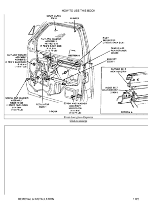 Page 1102Front door glass-Explorer
Click to enlarge
HOW TO USE THIS BOOK
REMOVAL & INSTALLATION 1125 