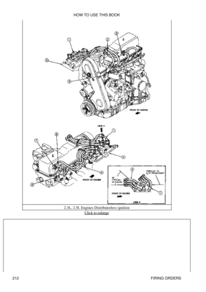 Page 2222.3L, 2.5L Engines Distributorless ignition
Click to enlarge
HOW TO USE THIS BOOK
212 FIRING ORDERS 