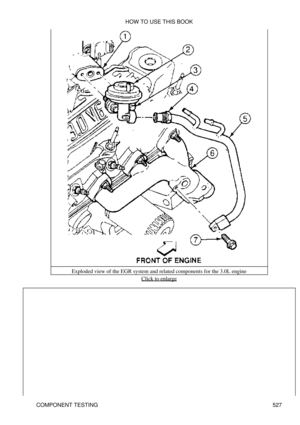 Page 531Exploded view of the EGR system and related components for the 3.0L engine
Click to enlarge
HOW TO USE THIS BOOK
COMPONENT TESTING 527 