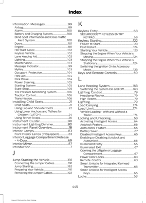 Page 448Information Messages.................................99
Airbag....................................................................... 99
Alarm...................................................................... 100
Battery and Charging System....................... 100
Blind Spot Information and Cross Traffic Alert System................................................... 100
Doors........................................................................\
 101...