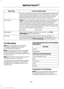 Page 371Action and Description
Menu Item
Certain smartphones may support transferring street addresses
when listed with phonebook contact information. If your cell
phone supports this feature, you can select and use these
addresses as destinations and save them as favorites.
Note: This is a cell phone-dependent feature. If your cell phone
does not support downloading call history using Bluetooth,
SYNC keeps track of calls made with the SYNC system.
Call History
After you connect your Bluetooth-enabled cell phone...