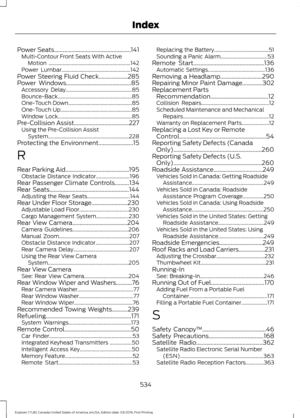 Page 537Power Seats.....................................................141
Multi-Contour Front Seats With Active
Motion ............................................................... 142
Power Lumbar..................................................... 142
Power Steering Fluid Check....................285
Power Windows.............................................85 Accessory Delay................................................... 85
Bounce-Back......................................................... 85...