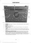 Page 360SOUND: Press to access settings for Treble, Midrange, Bass, Fade or Balance.
A
CD slot:
 Insert a CD.
B
Eject:
 Press to eject a CD.
C
VOL and Power:
 Press to switch the system off and on. Turn to adjust the
volume.
D
TUNE:
 In radio mode, press to manually search through the radio frequency
band. In SIRIUS mode, press to find the next or previous available satellite radio
station.
E
Seek, Reverse and Fast Forward:
 In radio mode, select a frequency band
and press either button. The system stops at the...