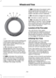 Page 295T type tires have some additional
information beyond those of P
type tires; these differences are
described below:
A.
T: Indicates a type of tire,
designated by the Tire and Rim
Association, that is intended for
temporary service on cars, sport
utility vehicles, minivans and light
trucks.
B. 145:
 Indicates the nominal
width of the tire in millimeters
from sidewall edge to sidewall
edge. In general, the larger the
number, the wider the tire. C.
80:
 Indicates the aspect ratio
which gives the tire's...