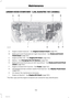 Page 155UNDER HOOD OVERVIEW - 1.25L DURATEC-16V (SIGMA)
Engine coolant reservoir*:  See Engine Coolant Check (page 161).A
Brake and clutch fluid reservoir (right-hand drive)*:  See Brake and ClutchFluid Check (page 162).B
Engine oil filler cap*:  See Engine Oil Check (page 160).C
Battery:  See Changing the 12V Battery (page 162).D
Brake and clutch fluid reservoir (left-hand drive)*:  See Brake and Clutch FluidCheck (page 162).E
Engine compartment fuse box. See Fuses (page 142).F
Windshield and rear window washer...