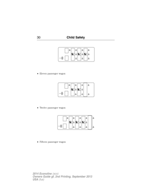 Page 31•Eleven passenger wagon
•Twelve passenger wagon
•Fifteen passenger wagon
30Child Safety
2014 Econoline(eco)
Owners Guide gf, 2nd Printing, September 2013
USA(fus) 
