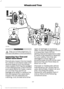 Page 180WARNING
Stay out of the trajectory (1)
as indicated in the illustration.
Inspecting Your Tires and
Wheel Valve Stems
Periodically inspect the tire treads
for uneven or excessive wear and
remove objects such as stones,
nails or glass that may be wedged
in the tread grooves. Check the tire
and valve stems for holes, cracks,
or cuts that may permit air
leakage and repair or replace the
tire and replace the valve stem.
Inspect the tire sidewalls for
cracking, cuts, bruises and other signs of damage or...