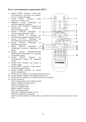 Page 2222Imevl^bklZgpbhggh]hmijZ\e_gby (I>M)
1. DghidZ POWER. GZ`fbl_, qlh[u \dex-
qblv\udexqblv l_e_\bahj beb i_j_dex-
qblv_]h\j_`bfh`b^Zgby.
2. DghidZ  MUTE. GZ`fbl_, qlh[u
\dexqblvhldexqblva\md.
3. Pbnjh\u_ dghidb. GZ`bfZcl_ ^ey
\\_^_gbypbnjh\uoagZq_gbc.
4. DghidZ LAST CHANNEL. GZ`fbl_...