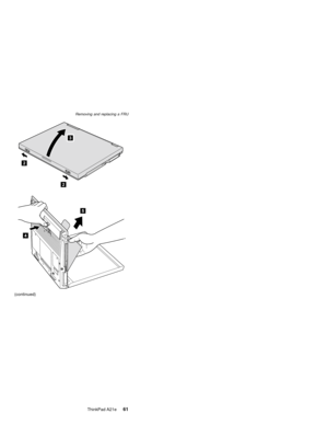 Page 65(continued)
Removing and replacing a FRU
ThinkPad A21e61 