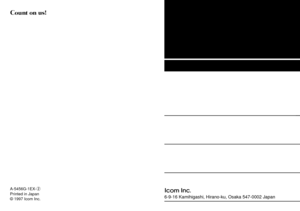 Page 16A-5456G-1EX-w
Printed in Japan
© 1997 Icom Inc.
6-9-16 Kamihigashi, Hirano-ku, Osaka 547-0002 Japan 