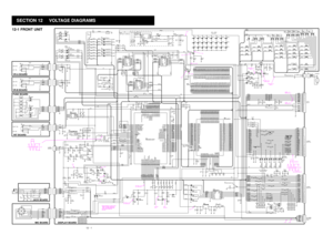 Page 9512 - 1
12-1 FRONT UNIT
SECTION 12 VOLTAGE DIAGRAMS
[POWER]
J14
from MAIN
unit J1251,
J1201 to MAIN
unit J1101 to MAIN
unit J1151
7 6 5 4 3 2 1
HV 14V
MIC
MICE MSPO
PHG SSPO PHG1
HF50ACC322513-BL3 PHIN
GND
SSPO
MSPO
GND
MIC MICE +9V
MIUD2
GND AFO PTT MSQLS GND J6
109 8 7 6 5 4 3
2 10.001 C25
EP4HF50ACC322513-B L5 EP1HF50ACC322513-BL2
2.2k R60100k R59
MIC MICE MSPO PHG
0.001 C340.001
C330.001
C320.001
C310.001
C300.001 C29
0.001 C27
EP3EP2 HF50ACC322513-B
DISPLAY BOARD
L4DAP202K D1447kR61
MIUD1
MITX
43PV1...