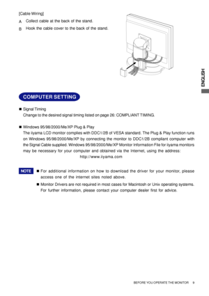 Page 15ENGLISH
   BEFORE YOU OPERATE THE MONITOR      9
COMPUTER SETTING
