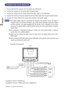 Page 10ENGLISH
CONNECTING YOUR MONITOR
[Example of Connection] AEnsure that both the computer and the monitor are switched off.
BConnect the computer to the monitor with the Signal Cable.
CConnect the computer to the monitor with the RS-232C Cable or the USB Cable.
DConnect the monitor to the audio equipment with the Audio Cable when using the audio features.
EConnect the Power Cable to the monitor first and then to the power supply.
NOTE„The signal cables used for connecting the computer and monitor vary by...