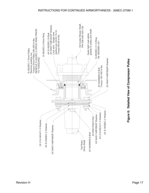 Page 23INSTRUCTIONS FOR CONTINUED AIRWORTHINESS - 206EC-270M-1 
 
Revision H   Page 17 
 
 
 
 
 
 
 
 
 
 
 
 
 
 
 
 
 
 
 
 
 
 
 
 
 
 
 
 
 
 
 
 
 
 
 
 
 
 
 
 
Figure 
6:  Detailed View of Compressor Pulley
 
 2X NAS1149F0563P Washer
2X NAS1149F0563P Washer
Torque 150-180 in-lbs
4X MS21042L5 Nut
S-3522EC-1 Drive PulleyRemove existing nut.Torque Drive Pulley 200-300 in-lbs.REMOVE S-3522EC-2 DRIVE RING PRIORTO TORQUING.
S-3522EC-2 Drive Ring4X S-3522EC-10 Bolt4X NAS1149F0432P WasherLock wire - Single...