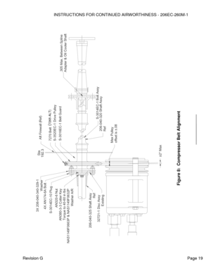 Page 25INSTRUCTIONS FOR CONTINUED AIRWORTHINESS - 206EC-260M-1 
 
Revision G   Page 19 
 
 
 
 
 
 
 
 
 
 
 
 
 
 
 
 
 
 
 
 
 
 
 
 
 
 
 
 
 
 
 
 
 
 
 
 
 
 
 
 
 
 
 
 
 
 
 
Figure 
8:  Compressor Belt Alignment
 
(7265 ALT)
 Max Pulley Shesveoffset is ±.08
206-040-320 Shaft Assy Ref
S-3520EC-1 Drive PulleyS-3016EC-1 Belt Guard7270 BeltAft Firewall (Ref)
AN320-6 Nut
AN380-3-3 Cotter KeyTorque to 40-60 in lbs
NAS1149F0663P & NAS1149F0632P
Washer A/R
S-3014EC-10 Plug4X AN174-6A Bolt3X 206-040-340-329-1...