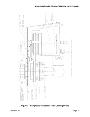 Page 23AIR CONDITIONER SERVICE MANUAL 407EC-200M-2 
 
 
Revision 11  Page 16 
 
 
 
Figure 7 – Compressor Installation (View Looking Down)  