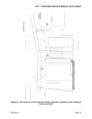 Page 25AIR CONDITIONER SERVICE MANUAL 407EC-200M-2 
 
 
Revision 11  Page 18 
 
Figure 9:  Aft Evaporator & Aft Evaporator Blower Assembly Installation (View looking in 
from aircraft left) 
S-5018EC
-T9 Tube
 
S-5028EC
-7 
Accumulator
  