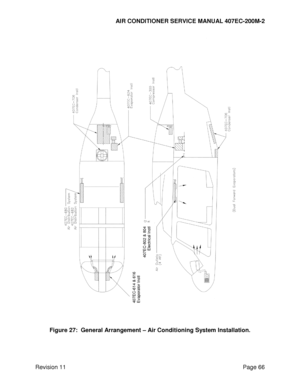 Page 73AIR CONDITIONER SERVICE MANUAL 407EC-200M-2 
 
 
Revision 11  Page 66 
 
 
Figure 27:  General Arrangement – Air Conditioning System Installation. 
 
407EC
-614 & 616
 
Evaporator Instl
 
407EC
-802 & 804
 
Electrical Instl
  