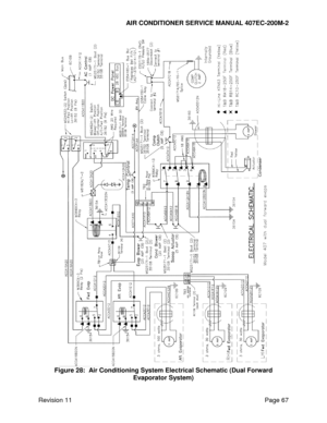 Page 74AIR CONDITIONER SERVICE MANUAL 407EC-200M-2 
 
 
Revision 11  Page 67 
 
Figure 28:  Air Conditioning System Electrical Schematic (Dual Forward 
Evaporator System)  