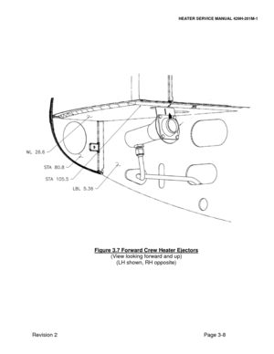 Page 17HEATER SERVICE MANUAL 429H-201M-1 
Revision 2    Page 3-8 
 
 
 
 
 
 
 
  
 
 
 
 
 
 
 
 
 
 
 
 
 
 
 
 
 
 
 
 
 
 
 
 
 
 
 
 
 
 
 
 
 
 
 
 
 
 
 
 
 
 
 
 
 
 
 
Figure 3.7 Forward Crew Heater Ejectors 
(View looking forward and up) 
(LH shown, RH opposite)  
