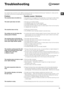 Page 13GB
13
Troubleshooting
Your washer-dryer could fail to work. Before contacting the Technical Assistance Centre (see “Assistance”), make sure that 
the problem cannot be not solved easily using the following list. 
Problem:
The machine does not switch on.
The wash cycle does not start.
The machine does not dry.
The clothes are too hot when the 
drying cycle is finished.
The machine does not fill with wa-
ter or the indicator light for the first 
wash cycle stage flashes rapidly.
The machine continuously...