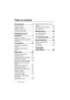 Page 2Table of contents 2
Table of contents
Introduction.................. 3
Projector features........................... 3
Shipping contents .......................... 4
Projector exterior view ................... 5
Controls and functions ................... 6
Positioning your 
projector ....................... 9
Choosing a location ....................... 9
Obtaining a preferred projected 
image size .................................... 10
Connection ................. 13
Connecting a computer or 
monitor...