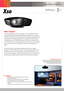 Page 1Home Theater Projector
Fitting For Your Space The brilliance and strong contrast of the X10 home theater projector brings Full HD 1080P projection  to a much wider audience, including those who  may not have dedicated theater rooms.  
x10
The Highlights
● DLP® 1080P Chipset featuring BrilliantColor technology 
● 1200 Max ANSI Lumens
● 7500:1 Contrast Ratio (2500:1 with Active Iris disabled) 
● 100% Maintenance-Free & Filter-Free design
● Tabletop, Ceiling-mount and rear projection available within...