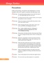 Page 3
2English ...

Usage Notice

Precautions
	
Follow all warnings, precautions and maintenance as recom-
mended in this user’s guide to maximize the life of your unit.
Warning-		
Do	not	look	into	the	projector’s	lens	when	the	lamp	is	
on.	The	bright	light	may	hurt	your	eyes.
Warning-		
To	reduce	the	risk	of	fire	or	electric	shock,	do	not	expose	
this	product	to	rain	or	moisture.
Warning-		
Please	do	not	open	or	disassemble	the	product	as	this 	
may	cause	electric	shock.
Warning-		
When	changing	the	lamp,...