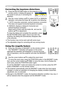 Page 20
20

Using the magnify feature

1. 
Press the ON button of MAGNIFY on the remote control.  

The “MAGNIFY” indication will appear on the screen 

(although the indication will disappear in several seconds 

with no operation), and the projector will enter the MAGNIFY 

mode.

2. 
Use the cursor buttons ▲/▼ to adjust the zoom level. 

To move the zoom area, press the POSITION button in the MAGNIFY mode, 

then use the cursor buttons ▲/▼/◄/► to move the area. And to ﬁ nalize the 

zoom area, press the...