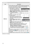 Page 10460
SCREEN menu
ItemDescription
MyScreen
This item allows you to capture a personal MyScreen image which can be used as the BLANK or START UP screen. Display the image you want to capture before accomplishing the following steps.
(1)  Selecting this item displays a dialog titled “MyScreen”. It will ask you if you want to capture the current screen for your MyScreen image.Please wait until the target image is displayed, and press the ENTER or INPUT button. The image will freeze and the frame for capturing...