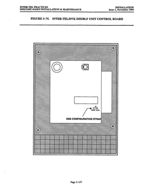 Page 221INTER-TELPRACTICES 
IMX/GMX 416/832 INS’lXLLATION & MAINTENANCE INSTALLATION 
Issue 1. November 1994 
FIGURE 3-75. 
INTER-TJZIJDVK DSWBLF UNIT CONTROL BOARD 
Page 3-137  