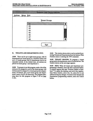 Page 449INTER-TELPRACTICKS 
IMX/GMX 416/832 INSTALLATION & -ANCE PROGRAMMING 
Issue 1, November 1994 
Actions &tup Exit 
tenant Groups 
. . . . . . . . . . . . . . . .._ 
‘.‘.‘A..  ‘.‘.‘.‘...:... . ..A.... i... ..A x............. . . . . . ..v.. . . . . . . . . ,., _ 
0. A.. . . . A.. Y ////..... :.:.:.:.: . . . . . . . . . . . . . . . . . . . . . . . 
:~:~:.:~:.:.~.:~~~:~:~~,~:~:.:.:.:.:.:.:.:.:.~.~,:,:,~,~,~,~,~,~,~.~.~.:.:.:.:.:.:.:.:.:.:.:.:.:.;.:.:.:.:.:.:.:.:.:.~:.:.:.:. w .‘Z A.. . . . . . . . . . . ....