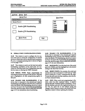 Page 534PROGRAMMING 
Issue 1, November 1994 INTER-TELPRACTICES 
IMX/GMX 416/832 INSTALLATION & MAINTENANCE 
 
:; 
/ 
Actions &tup Exit 
I 
Serial Port 
::k 
: :~~‘~‘~.:.:s .,.,.,.,.,.,.,., 
: : : . . . A...: y:.... ‘........:i.:.:.~.‘.~.‘.‘.:.:.:.:.:.:.:.:.:.:.:.:.:.:.::::::::::::::::::::::~~:~:~~~:)~~~~,::::~~~~~~~~,~,~~~~~ .::::::: ~. 
zJ$, : ..... :.:: 
i 
I ‘:::: ye.:.:.:.::‘:::::‘.’ ::::::::::~::::::::::::::::::~:.~:.~.:,~ ~.~.~.~,~,~.,,,,,,,,,.,.,.,.,.,,,,,,,.,.,.,.,.,.,.,~.~.~.~.~.~~~~~~ ~.: 
. .  . . ....