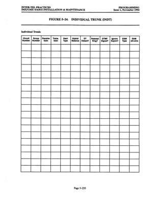 Page 599INTER-TEzPRAcTIcES 
PROGRAMMING 
IMX/GMX 416/832 INSTALLATION 81 MAINTENANCE 
Issue 1, November 1994 
FIGURE 5-24. 
INDIVIDUAL, TRUNK (INDT) 
Individual ‘hunk: 
Page 5-235  