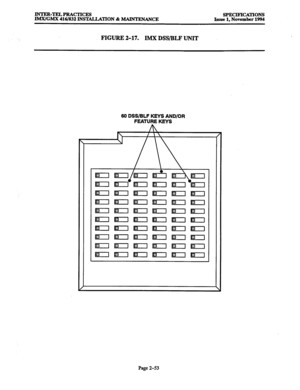 Page 81INTER-TELPRACTICES 
IMX/GMX 416/832 INSTALLATION & MAINTENANCE SPECIFICATIONS 
Issue 1. November 1994 
FIGURE 2-17. IMX DSS/BLF UNIT 
60 DSS/BLF KEYS AND/OR 
Page 2-53  