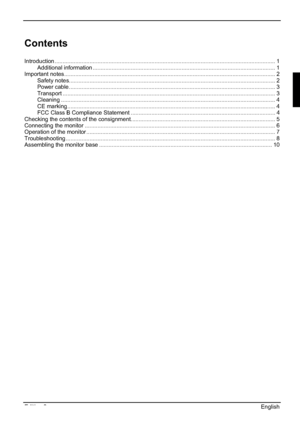 Page 19Edition 2 English
Contents
Introduction ........................................................................................................................................... 1
Additional information ................................................................................................................... 1
Important notes..................................................................................................................................... 2
Safety...