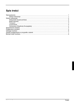 Page 199Wydanie 2 Polski
Spis treci
Wprowadzenie ...................................................................................................................................... 1
Dalsze informacje ......................................................................................................................... 1
Wa*ne wskazówki ................................................................................................................................ 2
Wskazówki bezpieczestwa...