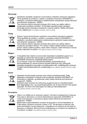 Page 310WEEE
Edition 2 
Slovenský 
Zariadenie nemôžete recyklova s komunálnym odpadom (domovým odpadom). 
Tento spotrebiþ je oznaþený v súlade s európskou smernicou 2002/96/EG o 
nakladaní s použitými elektrickými a elektronickými zariadeniami (waste electrical 
and electronic equipment - WEEE). 
Táto smernica stanoví jednotný európsky (EU) rámec pre spätný odber a 
recyklovanie použitých zariadení. Pri likvidácii opotrebovaných zariadení 
používajte prosím existujúce recyklaþné a zberné systémy. ašie...