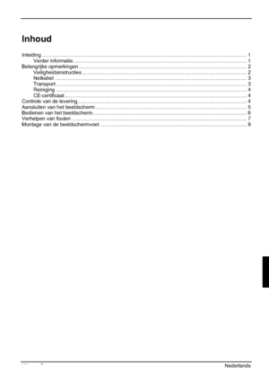 Page 91Uitgave 2 Nederlands
Inhoud
Inleiding ................................................................................................................................................ 1
Verder informatie .......................................................................................................................... 1
Belangrijke opmerkingen ...................................................................................................................... 2...