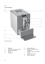 Page 88
ENA 5
1
2
3
4
56
7
10
98
1   Water tank 
2
   Powder chute for pre-ground coffee 
3
   Coffee grounds container 
4
   Drip tray 
5
   Cup platform 6
   Bean container cover 
7
 l Switch for hot water and steam    
   preparation 
8
   Connector System©  for removable  
   nozzles
9
   Easy Cappuccino Frother 
10
    Rotating coffee spout 
Control elements
ENA 
Figure: ENA 5 Blossom White 