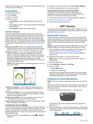 Page 10When the data storage is full, the device deletes the oldest files 
to make room for new data.
UsingHistory
1Select the action key.
2Select History.
3Select an activity.
4Select an option:
