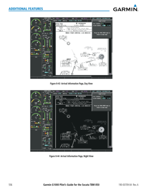 Page 570Garmin G1000 Pilot’s Guide for the Socata TBM 850190-00709-04  Rev. A556
ADDITIONAL FEATURES
Figure 8-43  Arrival Information Page, Day View
Figure 8-44  Arrival Information Page, Night View  