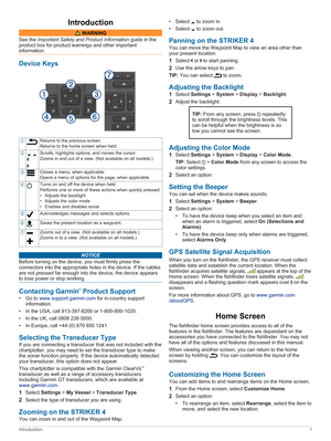 Page 5Introduction
WARNING
Seethe,mportDntSDfet\DndProduct,nformDtionguideinthe
productboxforproductwarningsandotherimportant
information.
DeviceKeys
ÀReturnstothepreviousscreen.Returnstothehomescreenwhenheld.Á...