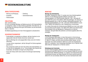 Page 6  BEDIENUNGSANLEITUNG  
 
INHALTSVERZEICHNIS
- Wartung und Reinigung - Einleitung 
- Ersatzteile - Sicherheitshinweise 
- Fehlersuchplan 
EINLEITUNG 
Sehr verehrter Kunde, 
Um eine zuverlässige Montage und Bedienung des AL-KO Ersatzradhalters 
zu ermöglichen, haben wir diese Anleitung geschaffen. Wir bitten Sie, vor 
der Montage die Anleitung einmal ganz durchzulesen und die technischen 
Daten zu beachten. 
Die Bedienungsanleitung ist mit den Fahrzeugpapieren aufzubewahren.  
SICHERHEITSHINWEISE
-...